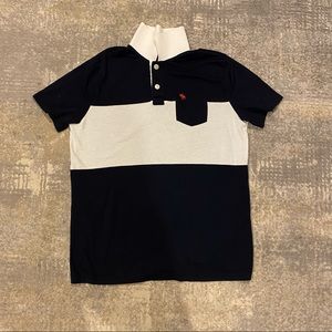 abercrombie kids Navy, White and Red Chest Logo Colorblock Polo
